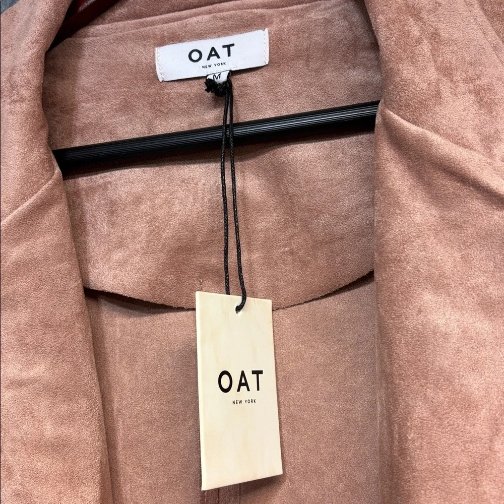 Oat New York Suede Blush long tie belt Trench Coat Medium with pockets - Picture 7 of 12